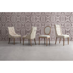 Bizzotto Stuhl Mathilde Naturale – 4 elegante Esszimmerstühle in Beige mit Holzbeinen und Knopfheftung