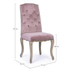 Bizzotto Stuhl Diva in Woodrose – gepolsterter Samt-Esszimmerstuhl mit Chesterfield-Rückenlehne und Holzbeinen