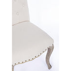 Bizzotto Stuhl Diva Naturale – eleganter Polsterstuhl in Beige mit Knopfheftung und Cabriole-Beinen