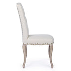 Bizzotto Stuhl Diva Naturale – eleganter Polsterstuhl in Beige mit Nietenbesatz und geschwungenen Holzbeinen