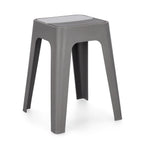 Bizzotto Hocker Hobbit in Grau – moderner Kunststoffhocker mit geschwungenen Beinen und gepolstertem Sitz