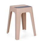 Bizzotto Hocker Hobbit in Rosa mit grauem Sitzkissen, moderner Kunststoffhocker mit 4 Beinen