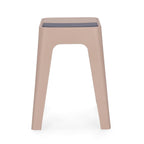 Bizzotto Hocker Hobbit in Rosa mit grauem Sitzkissen, modernes Kunststoffdesign für Innen- und Außenbereich