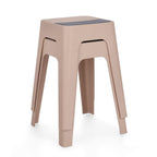 Bizzotto Hocker Hobbit in Rosa, stapelbarer Kunststoffhocker mit grauem Sitzkissen, modernes Design