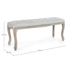 Bizzotto Bank Mathilde Grau – gepolsterte Sitzbank 110x36x47 cm, gesteppter Samtbezug, antike Holzbeine