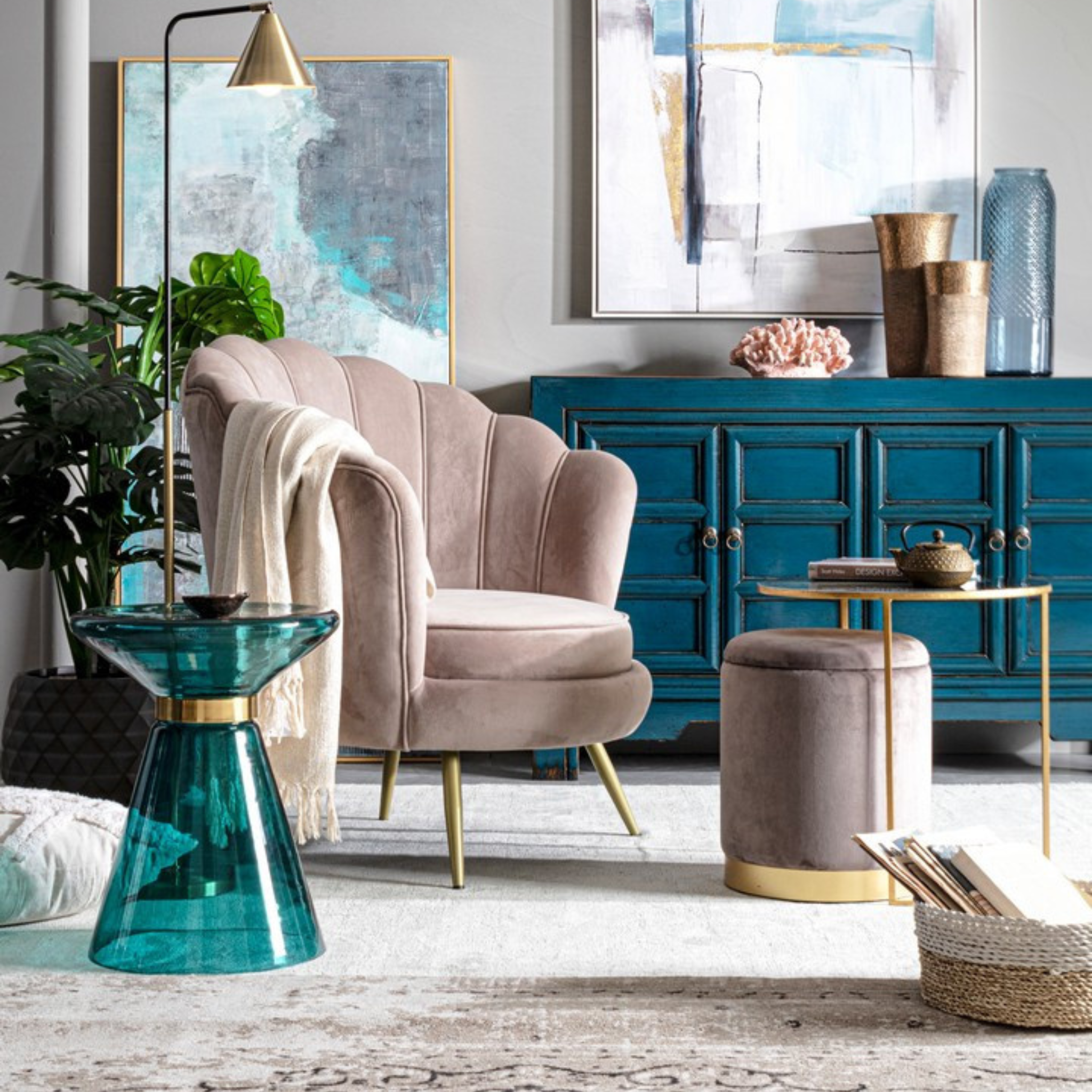 Tabouret Polina, petit, gris