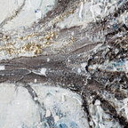 Abstraktes Wandbild mit Goldakzenten, Grautönen und strukturierten Textureffekten – Bizzotto Village Kunstbild