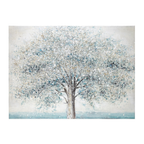 Bizzotto Leinwandbild Village mit silber-blauem Baum, abstrakte Acrylmalerei mit Strukturtechnik