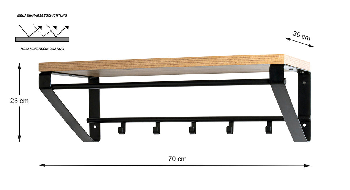 HAKU Möbel Wandgarderobe aus Metall UV-Beständig in Schwarz