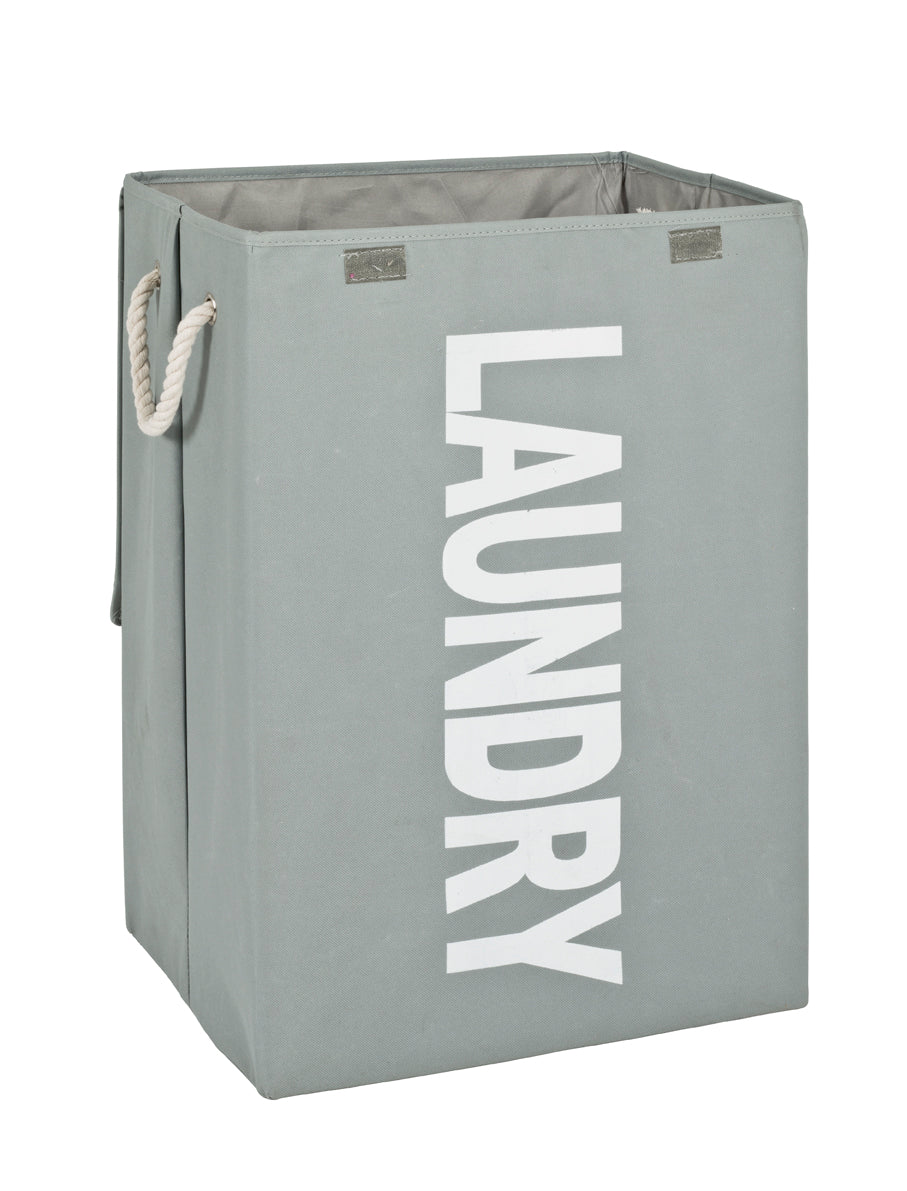 HAKU Möbel Wäschesammler aus Textil 40 x 30 x 62 cm in Grau, Weiss