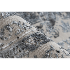 Nahaufnahme Lalee Elysee Teppich in Beige-Grau mit floralem Vintage-Muster und weicher Textur