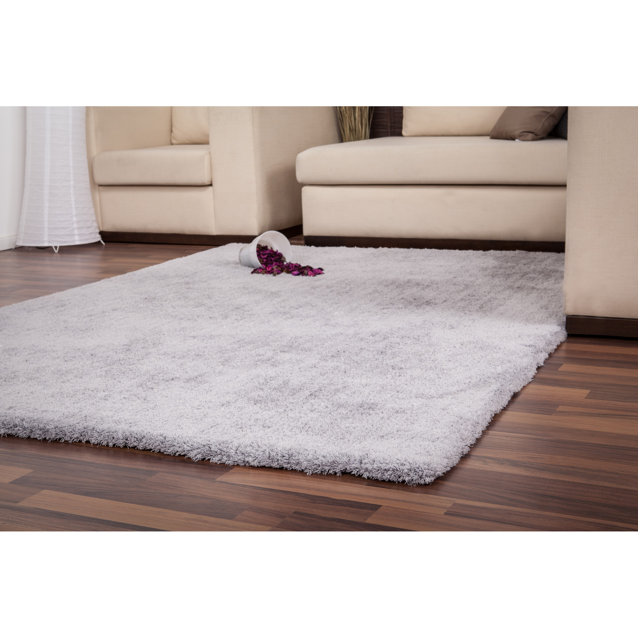Lalee Velvet 2 Teppich weiß - flauschiger Hochflor-Teppich für Wohnzimmer und Schlafzimmer