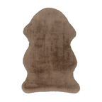 Lalee Cosy Kunstfell Teppich in Taupe-Beige, flauschiges Schaffell-Imitat in organischer Form