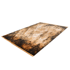 Lalee Elysee Teppich in Bronze-Schwarz mit abstraktem Vintage-Muster und goldenen Fransen