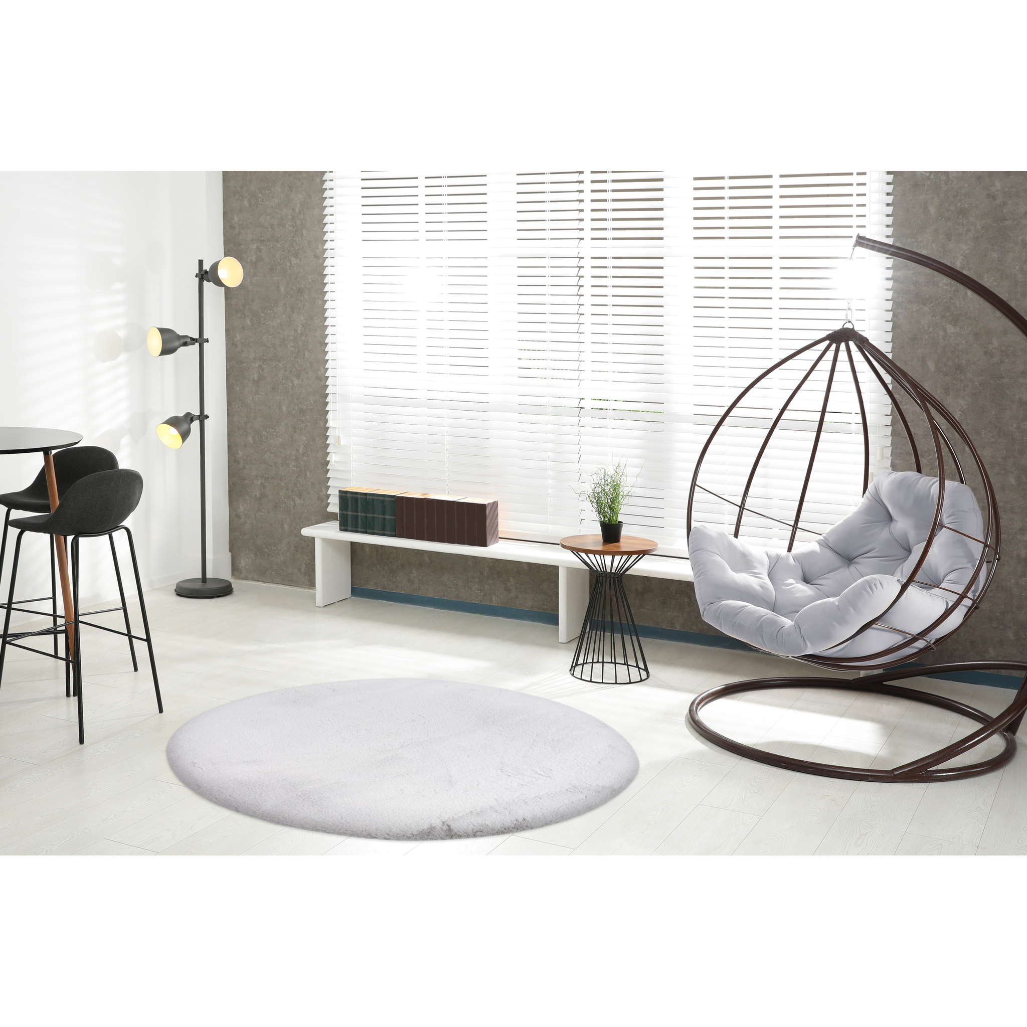 Tapis rond argenté du paradis