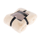 Lalee Heaven Decke in Beige, zusammengerollt mit schwarzem Band und Premium-Quality Banderole, 150x200cm