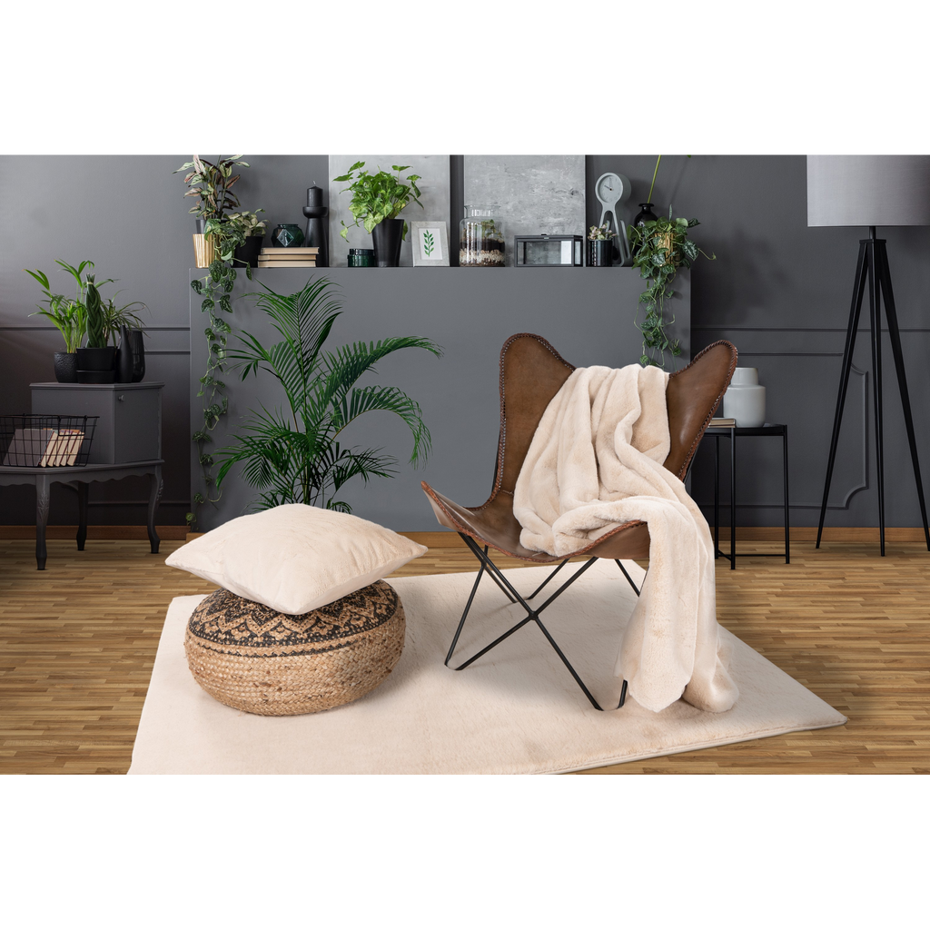 Couverture douce et moelleuse beige paradis