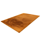 Lalee Heaven Teppich in warmem Cognac-Orange, flauschiger Hochflor, rechteckig, Schrägansicht