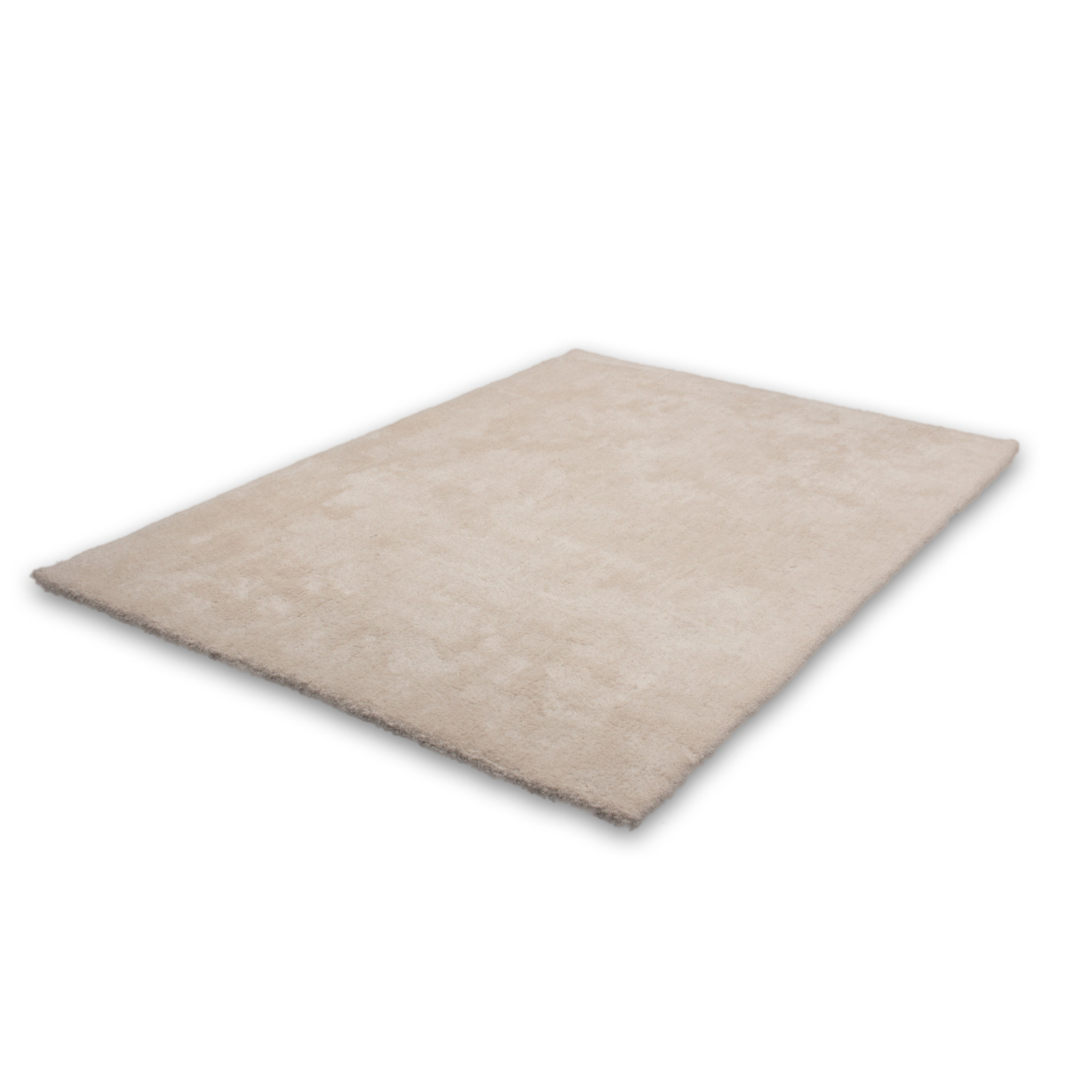 Lalee Velvet Teppich in Beige – weicher Kurzflor-Teppich in modernem schlichten Design