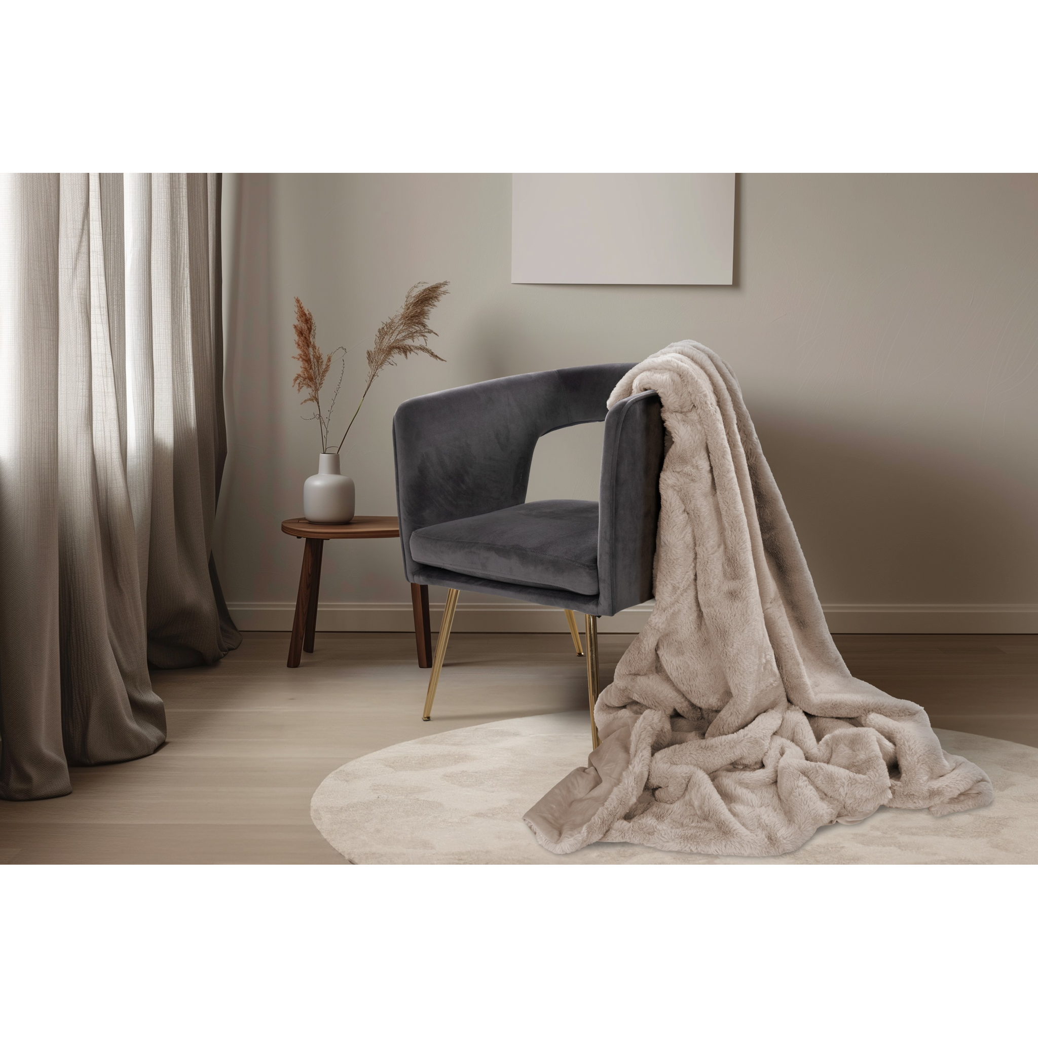 Couverture douce et moelleuse couleur taupe