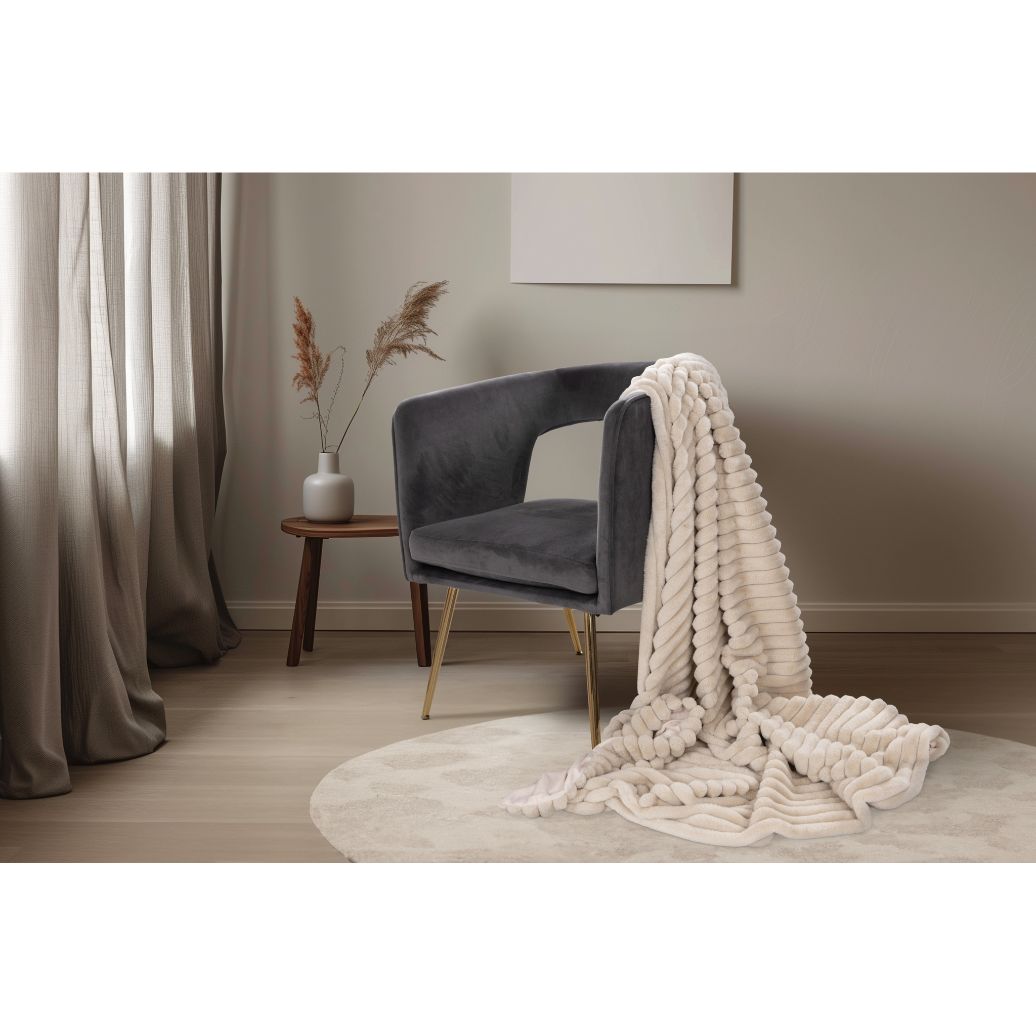 Couverture douce et moelleuse beige