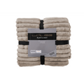 Lalee Plush Decke Taupe 150x200 cm, zusammengerollt mit schwarzen Bändern, 100% Polyester, Premium-Qualität