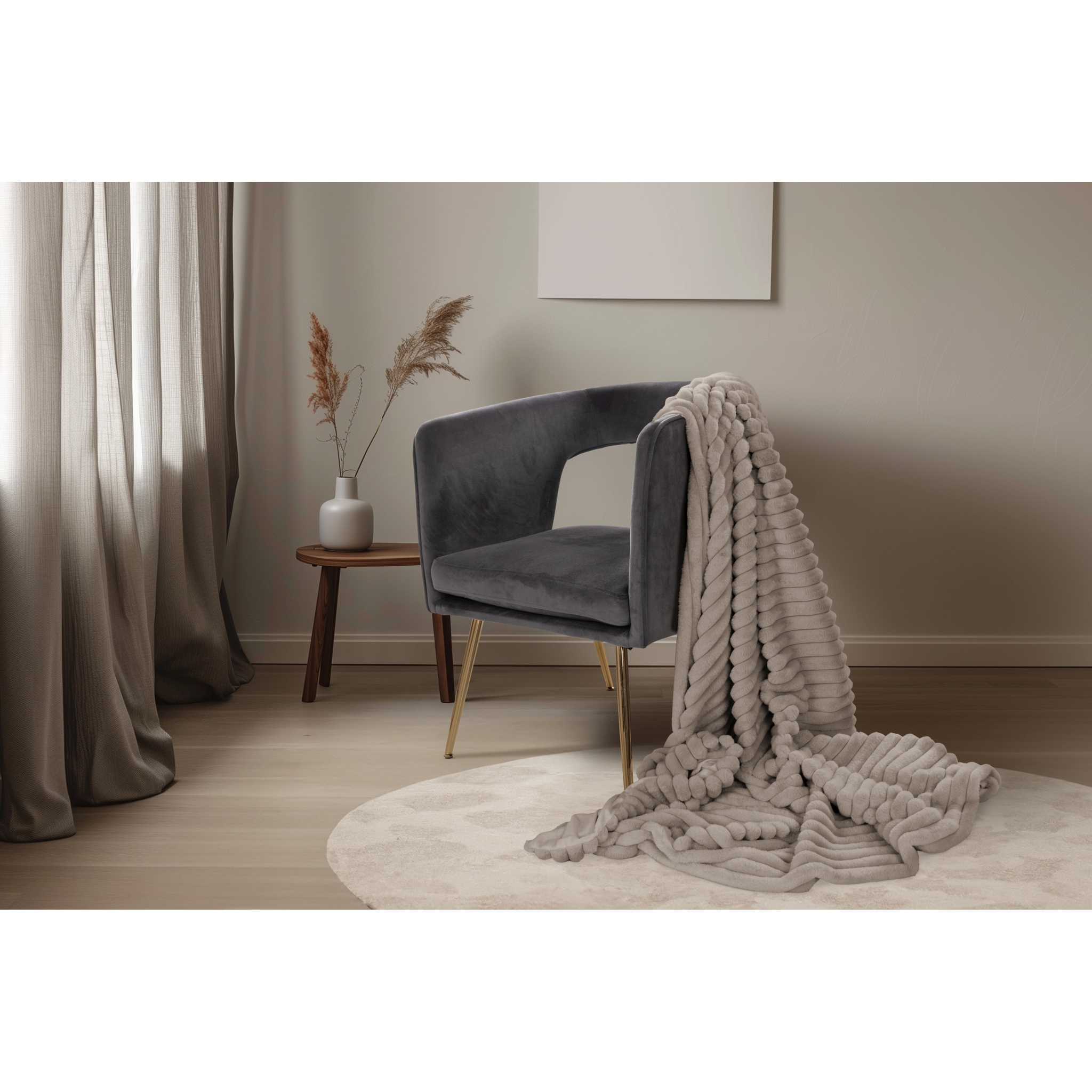 Couverture douce et moelleuse couleur taupe