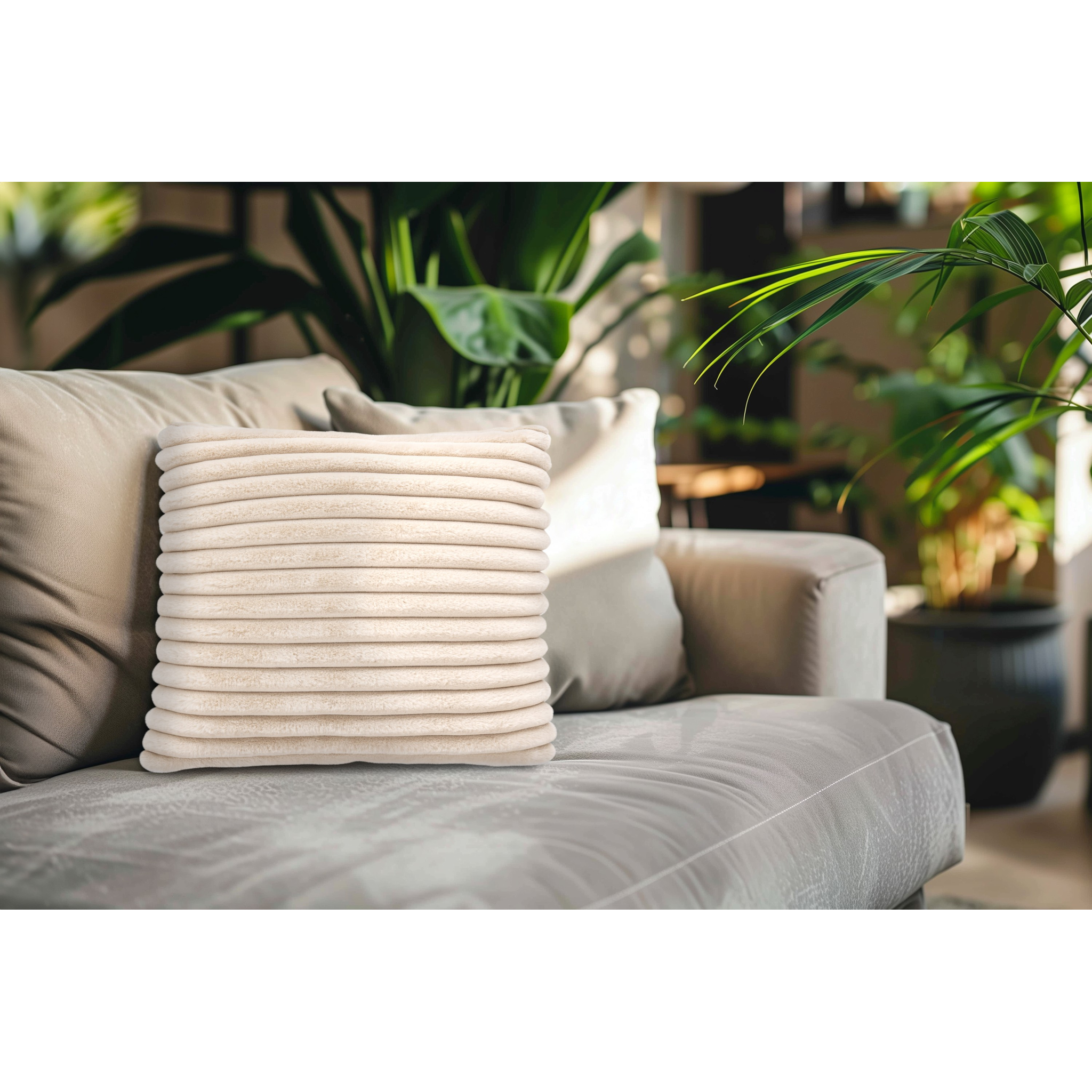 Coussin décoratif moelleux, beige