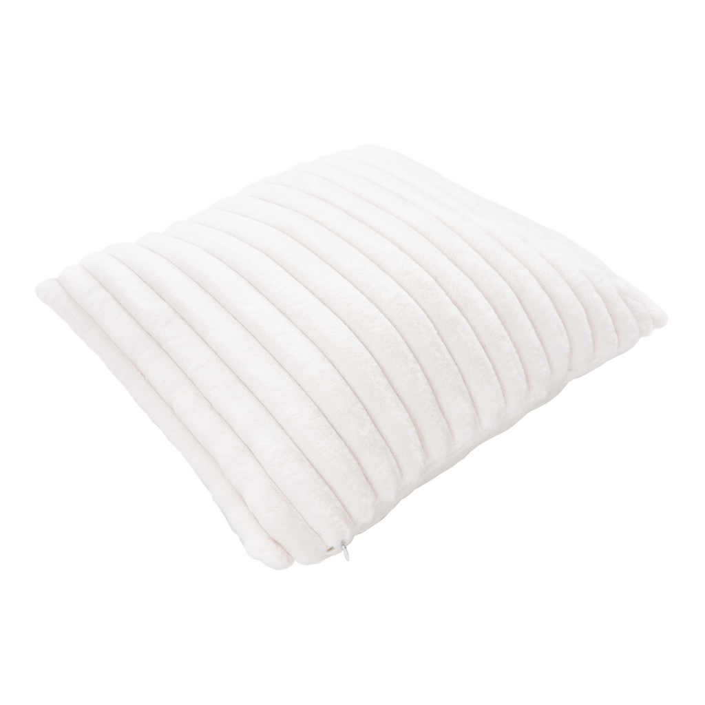 Coussin décoratif en peluche ivoire