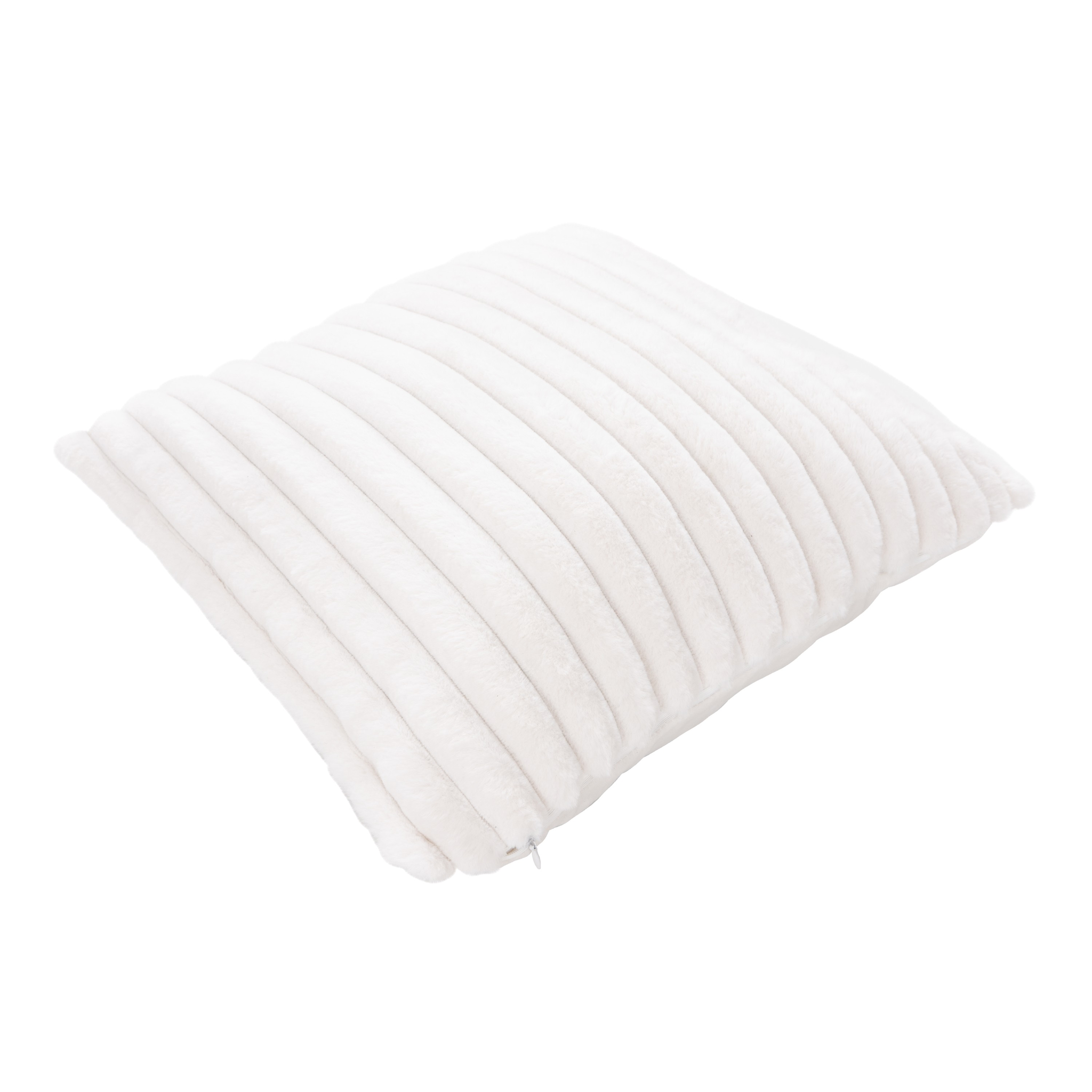 Coussin décoratif en peluche ivoire