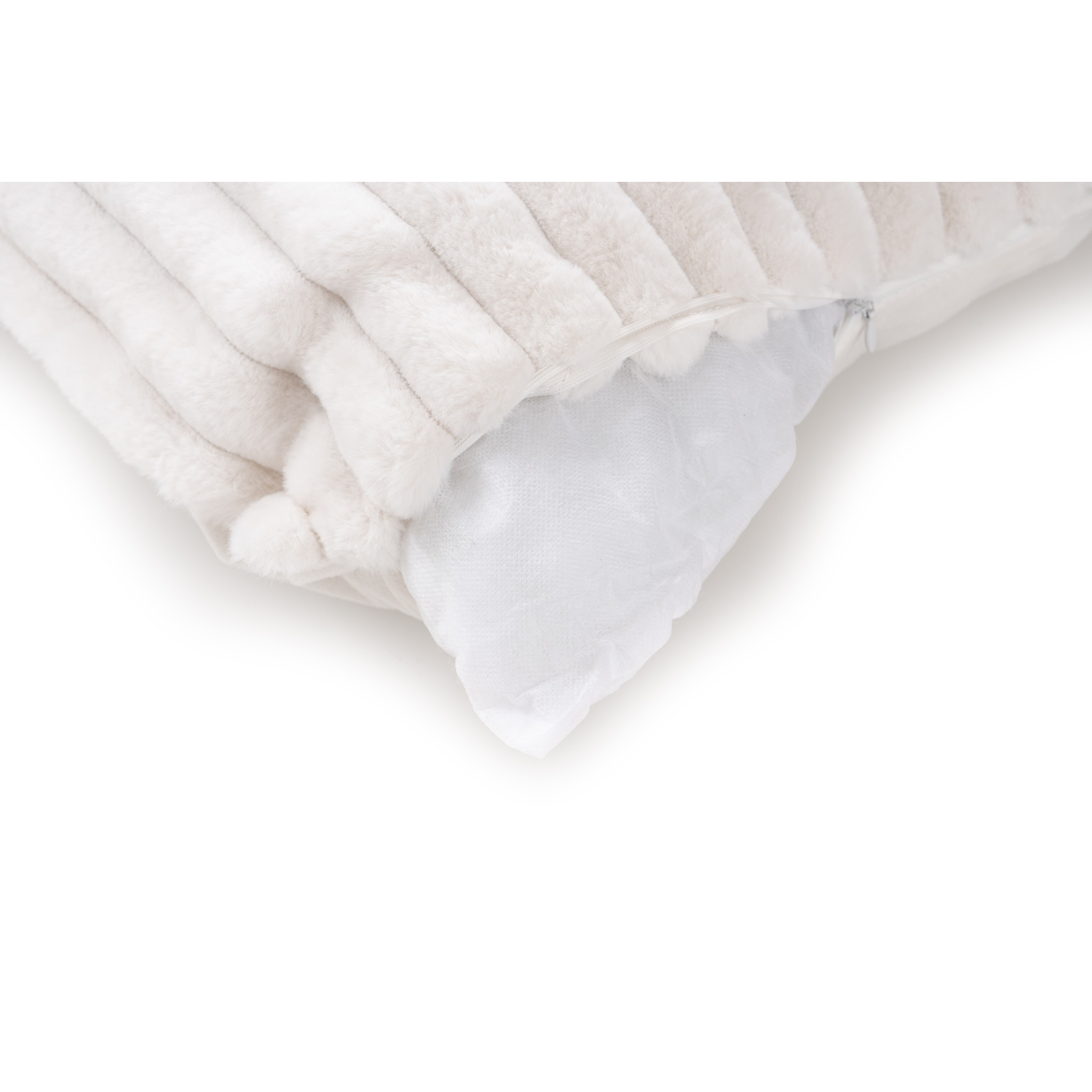 Coussin décoratif en peluche ivoire