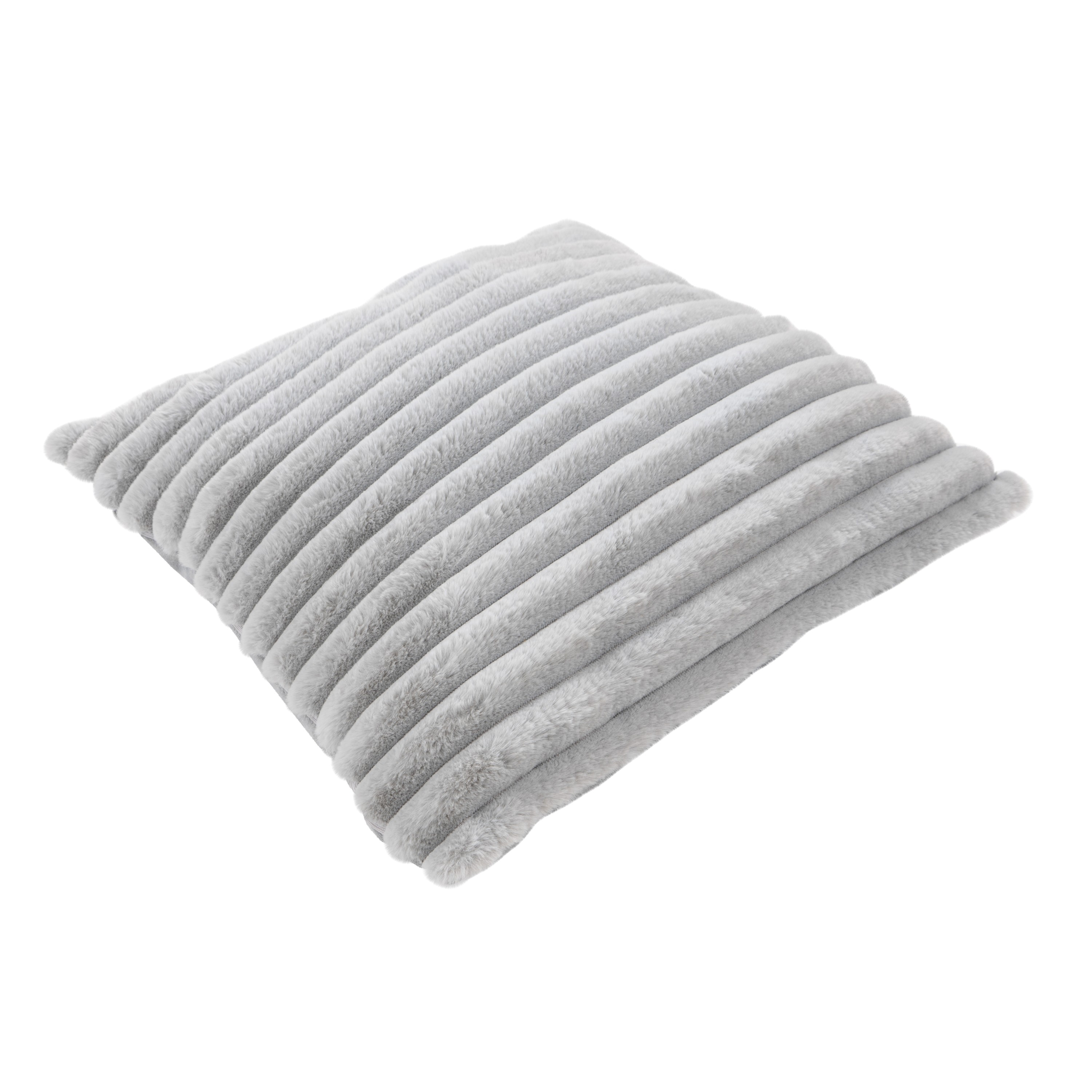 Coussin décoratif en peluche, argent