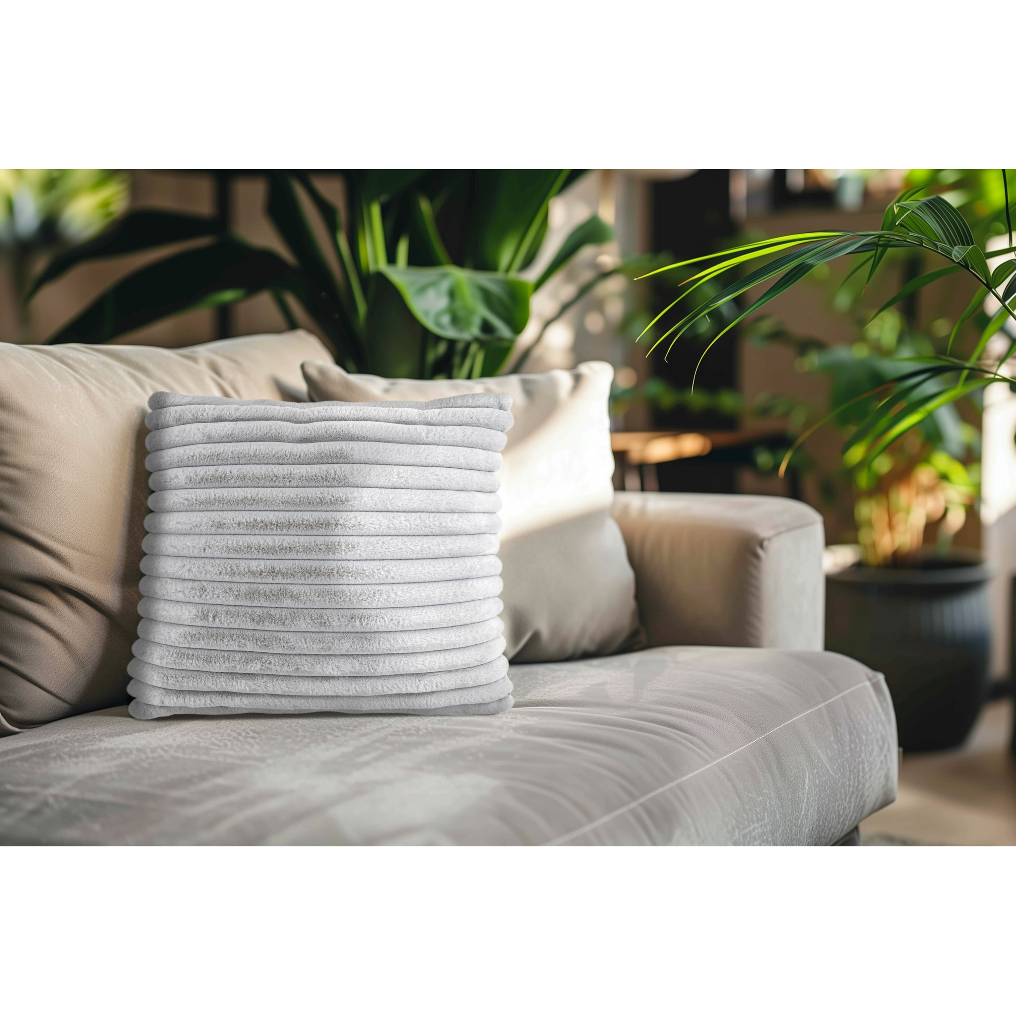 Coussin décoratif en peluche, argent