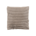 Lalee Plüschkissen mit Rippenstruktur in Beige/Taupe, weiches Kunstfell-Dekokissen für Sofa