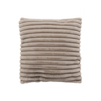 Lalee Plüschkissen mit Rippenstruktur in Beige/Taupe, weiches Kunstfell-Dekokissen für Sofa