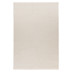 Lalee Elif Teppich in Beige-Creme mit modernem Bogenmuster und geschwungenen Linien