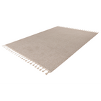 Lalee Tunis Teppich in Beige mit Fransen, flacher Wohnzimmerteppich in modernem Boho-Stil