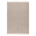 Lalee Tunis Teppich in Beige mit Fransen, flachgewebter Baumwollteppich in modernem Boho-Stil