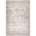 Lalee Paris Pierre Cardin Teppich in Silber-Grau mit abstraktem Vintage-Muster und elegantem Rahmen, 160x230cm