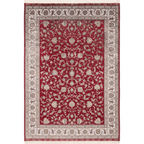 Lalee Portofino Teppich in Rot 160x230 cm mit klassischem Blumenmuster und cremefarbener Bordüre