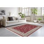 Roter Orientteppich Lalee Portofino 160x230 cm mit floralem Muster im modernen Wohnzimmer