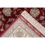 Lalee Portofino Teppich in Rot 160x230 cm – florales Muster mit cremefarbener Bordüre und Fransen
