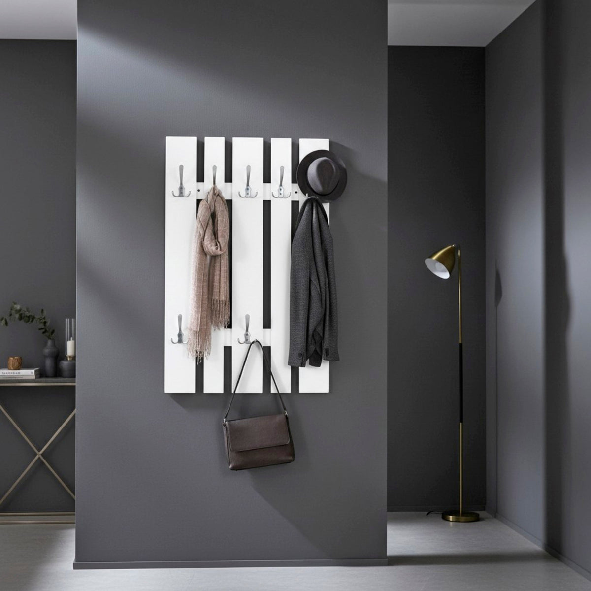 HAKU Möbel Wandgarderobe aus MDF in Weiss 65 x 9 x 100 cm