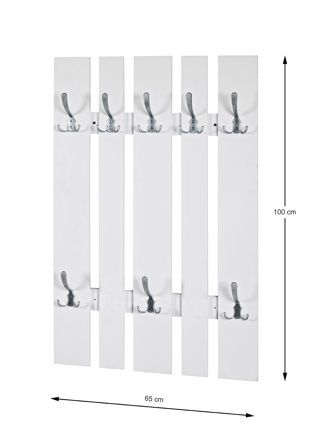 HAKU Möbel Wandgarderobe aus MDF in Weiss 65 x 9 x 100 cm