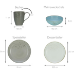 Creatable Kombiservice Nature Scandinavia 16-tlg: Becher 30cl, Schale 16,5cm, Speiseteller 26cm, Dessertteller 20,5cm