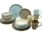 Creatable Kombiservice Nature Scandinavia 16-teilig in Blau, Grau und Beige mit Tassen, Tellern und Schalen
