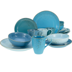 Creatable Kombiservice Nature Aqua 16-teilig in verschiedenen Blautönen mit Tellern, Schüsseln und Tassen