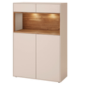 Highboard Tessin in Beige mit Wildeiche-Nische, LED-Beleuchtung, 2 Türen und Schubladen – modernes Wohnzimmer-Sideboard
