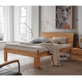 Massivholzbett Los Angeles 160x200cm in Eiche – elegantes Doppelbett mit Holzkopfteil im modernen Schlafzimmer