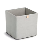 Graue Aufbewahrungsbox aus Stoff mit Griffen – kompakte Organizer Box für Regale und Schränke.